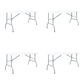 Naomi Home Folding Table 6ft Foldable Table Plastic Table Collapsible Portable Tables Folding Multipurpose Rectangular Resin Fold Up Table 6 Foot for Outdoor Camping Picnic Party White - Set of 4