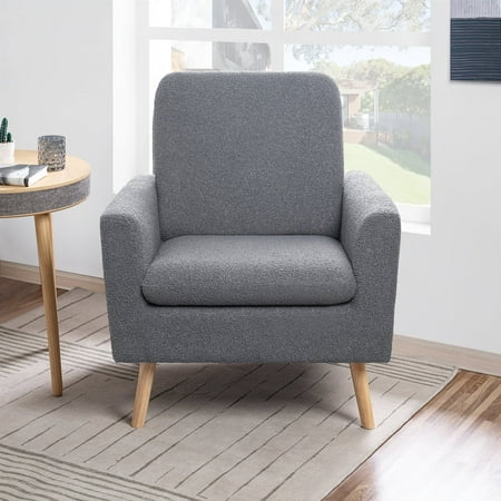 Naomi Home Frida Mid-Century Modern Accent Chair, Gray Teddy Fleece Upholstered Armchair with Oak Legs, 28.74"D x 30.31"W x 35.04"H price history and forecast - Naomi Home 37084WM