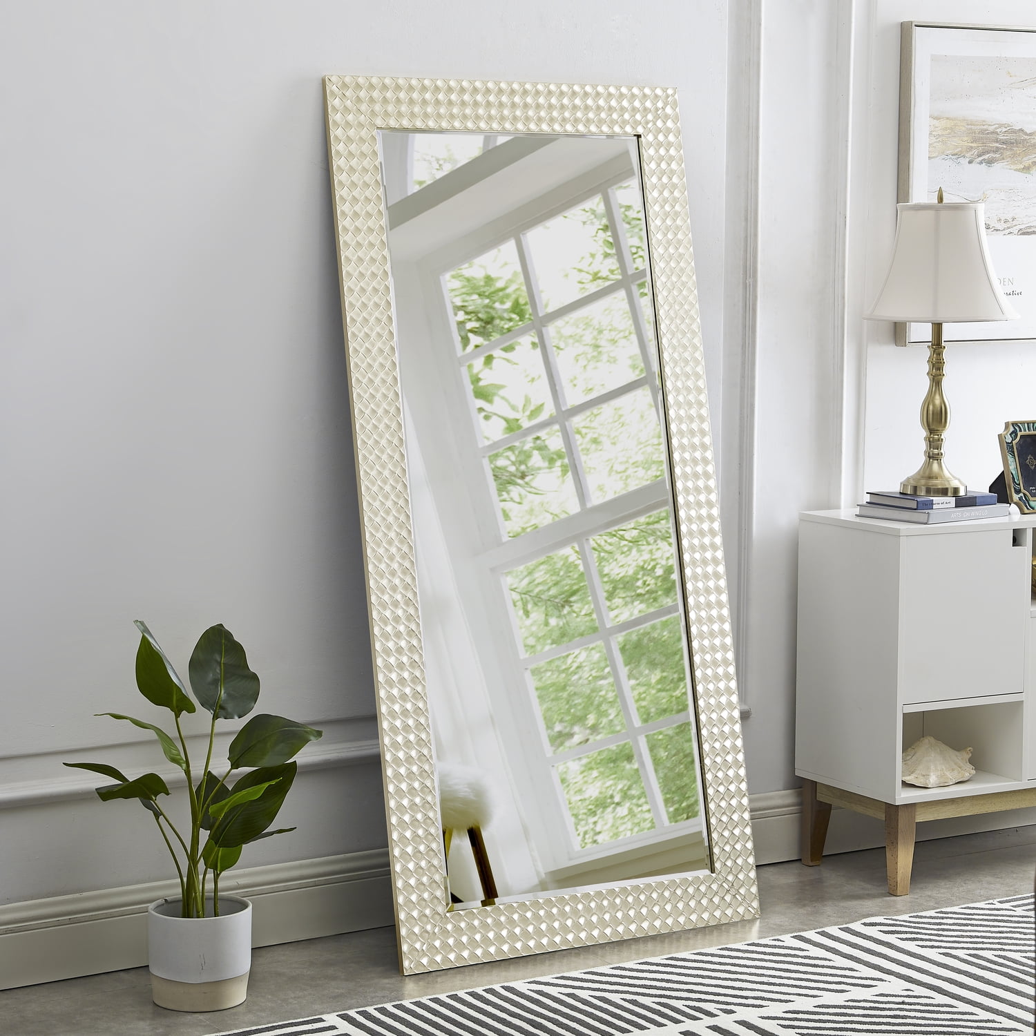 Naomi Home Gold Mirror Beaded Full Length Mirror Gold