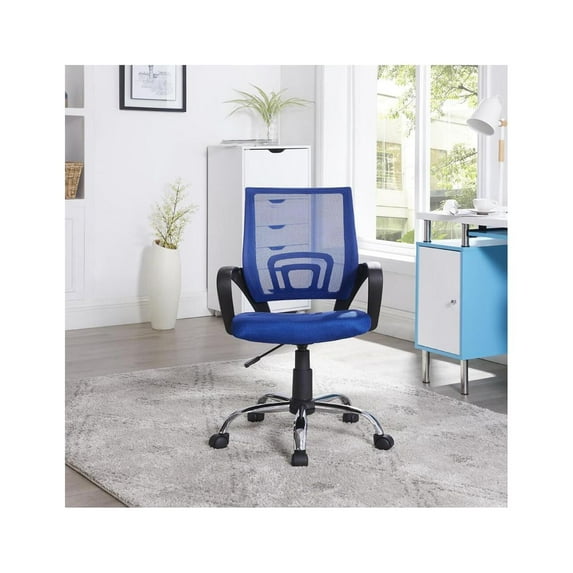 Ergonomic Mesh Office Chair with Adjustable Height & Tilt – Swivel Task Chair with Armrests, Rolling Casters & Lumbar Support – Mid Back Mesh Desk Chair for Home Office Comfort – Blue