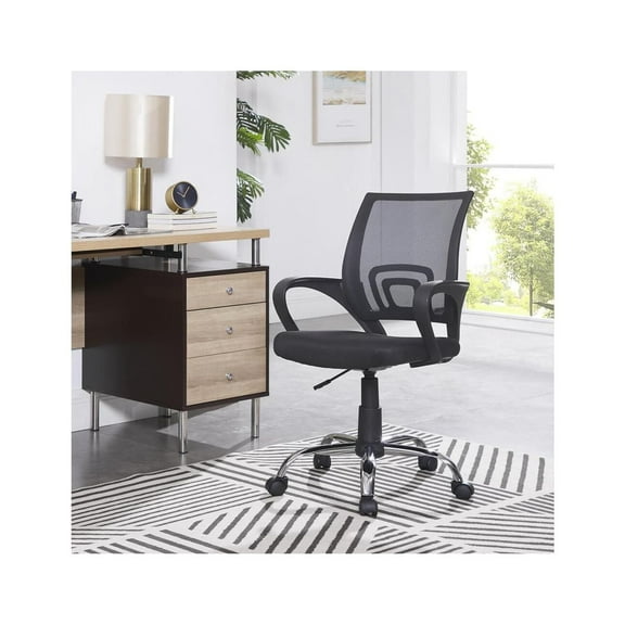 Ergonomic Mesh Office Chair with Adjustable Height & Tilt – Swivel Task Chair with Armrests, Rolling Casters & Lumbar Support – Mid Back Mesh Desk Chair for Home Office Comfort