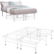 IdealBase 14" Foldable Full Bed Frame, Full Bed Frame – White
