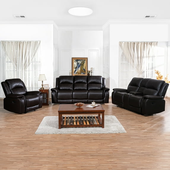 Naomi Home Katie Contemporary Recliner Collection-Color:Espresso,Style:Sofa Set