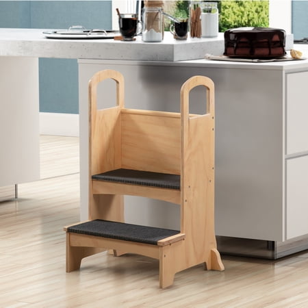Naomi Home Kids Step To It Stool, Kids Kitchen Step Stool, Natural