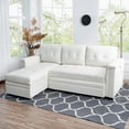 thumbnail image 1 of Naomi Home Lily Reversible Sleeper faux leather Sectional with Storage and USB Ports-Color:White,Fabric:Air Leather, 1 of 20