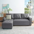 thumbnail image 1 of Naomi Home Lily Sectional Sleeper Sofa with USB ports-L-Shaped Couch Convertible faux leather sectional Pull-Out Bed, Ample Storage, Long-Lasting for Modern Living, Gray, Air Leather, 1 of 22