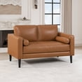 thumbnail image 1 of Naomi Home Marisa Mid-Century Loveseat-Color:Tan,Fabric:Air Leather,Style:Loveseat, 1 of 15