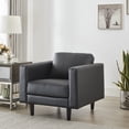 thumbnail image 1 of Naomi Home Marisa Top Grain Genuine Leather Mid-Century Sofa Set of 2-Color: Black, Set: Chair/Sofa, 1 of 10