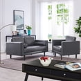 thumbnail image 1 of Naomi Home Marisa Top Grain Genuine Leather Mid-Century Sofa Set of 2-Color: Gray, Set: Chair/Loveseat, 1 of 11