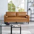 thumbnail image 1 of Naomi Home Marisa Top Grain Genuine Leather Sofa - Revel in Exquisite Leather Opulence - Unparalleled Luxury Mid-Century Leather Sofa - Embodiment of Cozy Lounging and Contemporary Design, Tan, 1 of 13