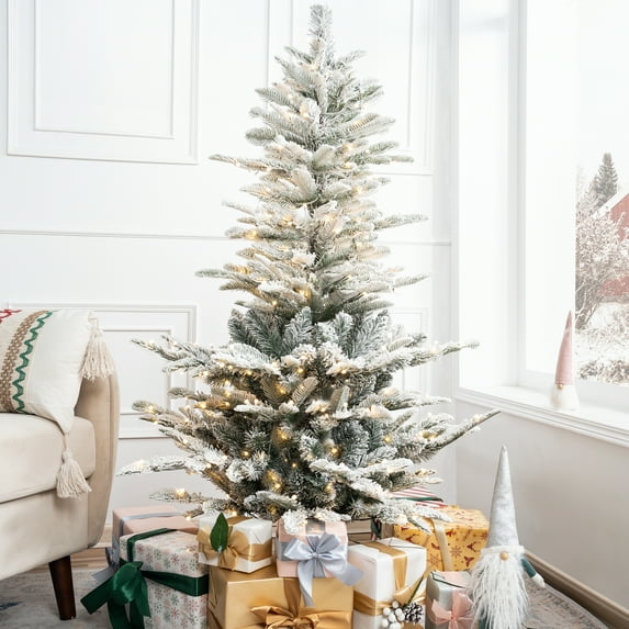 Rustic Snowy Christmas Tree-Color:Snow Flocked,Size:4.5ft