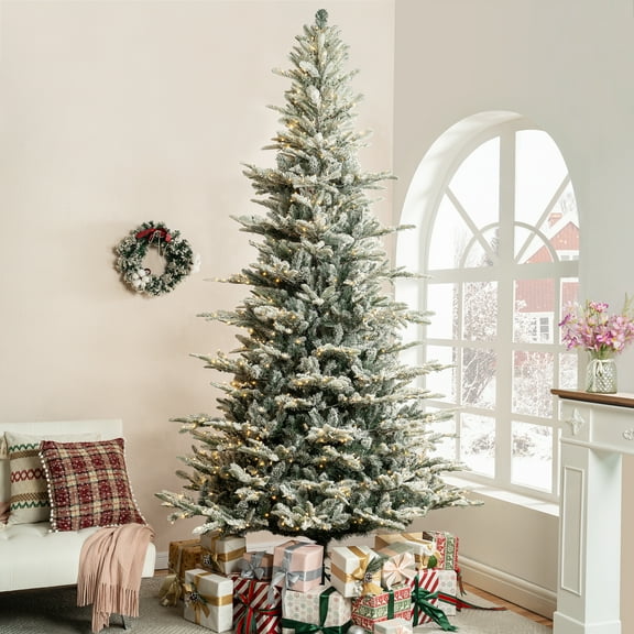 Rustic Snowy Christmas Tree-Color:Snow Flocked,Size:6.5ft
