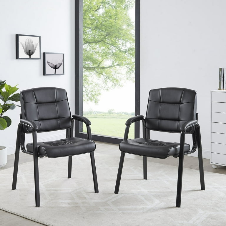 Naomi Home Mindy Office Guest Chair Set of 2 Heavy Duty Leather Executive Waiting Room Chairs Lobby Reception Chairs with Padded Arm Rest Side