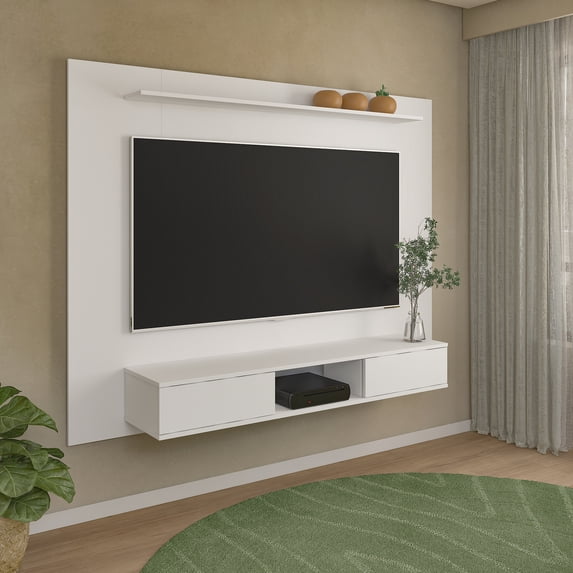 Naomi Home Multi Storage Wall Media Center-Accent:White,Finish:White