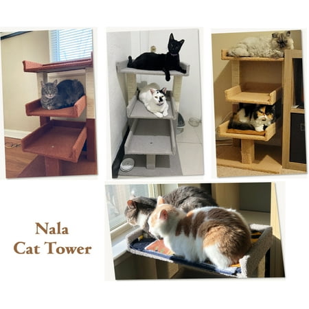 Naomi Home Multi-level Cat Tower for Large Cats to Climb, Cat Home, Cat Play Tower, Indoor Kitty Activity Center-Color: Green