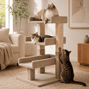Naomi Home Nala Large Cat Tree Tower with Multi-Level Platforms, Sisal Scratching Posts, Soft Perches & Stable Anti-Tip Design, Beige