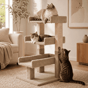 Naomi Home Nala Large Cat Tree Tower with Multi-Level Platforms, Sisal Scratching Posts, Soft Perches & Stable Anti-Tip Design, Beige