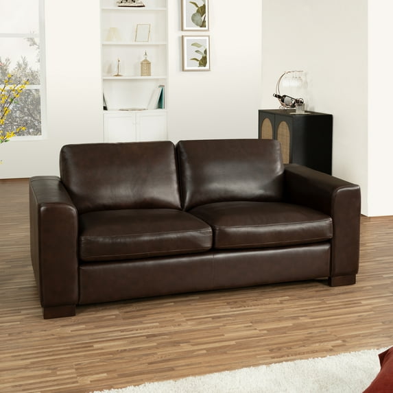 Naomi Home Oversized Genuine Leather Loveseat Espresso