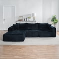 thumbnail image 1 of 110" Modular Cloud Sectional Sofa with Chaise, Deep Seat L Shape Couch, Oversized Modern Modular Sofa, Upholstered Boneless Sectional, Soft Corduroy Fabric, Black, 1 of 12