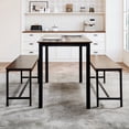 thumbnail image 1 of Naomi Home Paola 3-Piece Dining Table Set with 2 Benches, Space-Saving Kitchen & Dining Room Furniture Set for 4,Brown, 1 of 16