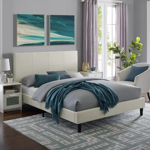 Naomi Home Rosie Platform Bed-Color:Cream,Size:Full