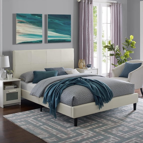 Naomi Home Rosie Platform Bed-Color:Cream,Size:Twin