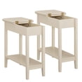 thumbnail image 1 of Naomi Home Roxy Narrow End Table with Storage, Flip Top Narrow Side Tables for Small Spaces, Slim End Table with Storage Shelf, Sofa Table for Bedroom, Living Room, Set of 2- Color: Cream, 1 of 12