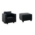 thumbnail image 1 of Naomi Home Sarah Contemporary DIY Sofa Collection-Color:Black,Fabric:Air Leather,Style:Accent Chair with Ottoman, 1 of 13