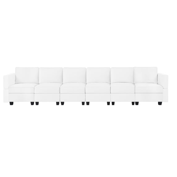 Naomi Home Sarah Contemporary DIY Sofa Collection-Color:White,Fabric:Air Leather,Style:6 Piece Modular Sectional
