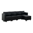 thumbnail image 1 of Naomi Home Sarah Contemporary DIY Sofa Collection-Color:Black,Fabric:Air Leather,Style:4 Piece Modular Sectional with Ottoman, 1 of 13