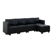 Naomi Home Sarah Contemporary DIY Sofa Collection-Color:Black,Fabric:Air Leather,Style:4 Piece Modular Sectional with Ottoman