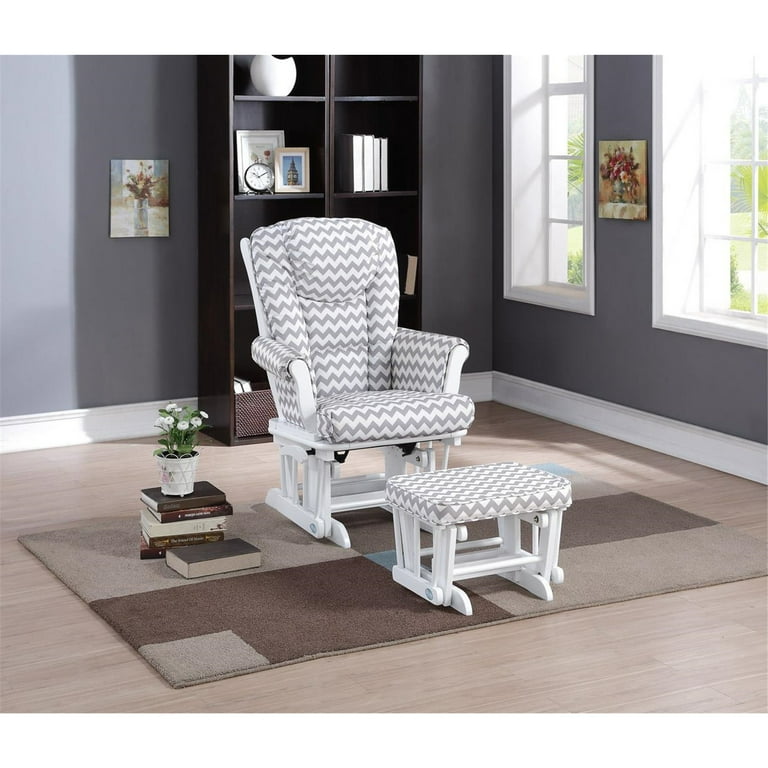 Naomi Home Storage Wooden Legs Glider Rocking Chair Gray