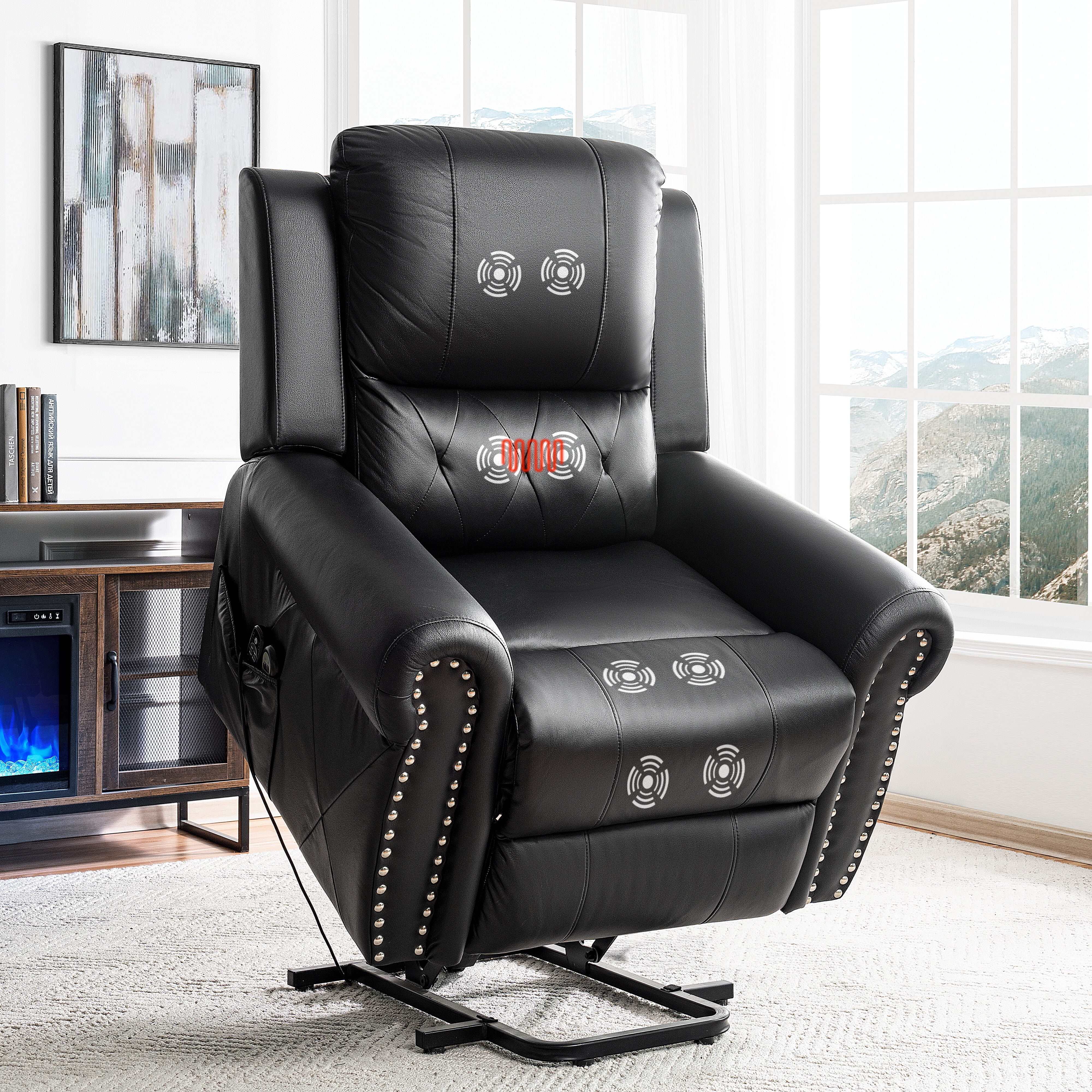 Naomi Home Tatiana Luxury Studded Electric Lift Recliner Chair
