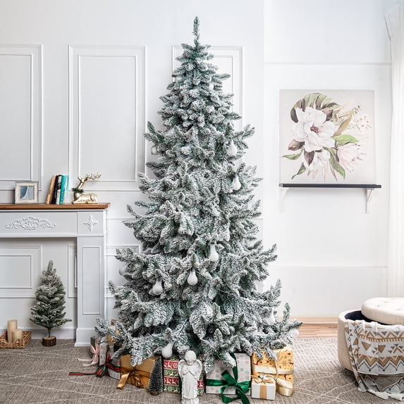 Alaskan Snowy Christmas Tree-Color:Snow Flocked,Size:6.5ft
