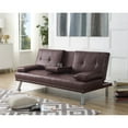 thumbnail image 1 of Futon Sofa with Armrest and Cupholders by Naomi Home-Color:Espresso,Fabric:Faux Leather, 1 of 11