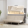 thumbnail image 1 of Naomi Home Tufted Split Back Futon Sofa Bed, Linen Couch Bed, Futon Convertible Sofa Bed with Chrome Legs, Folding, Reclining Small Convertible Couch, Futon Couches for Living Room Cream, 1 of 17