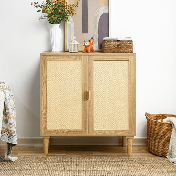 Naomi Home Valentina Accent Storage Cabinet with 2 Rattan Doors - Natural