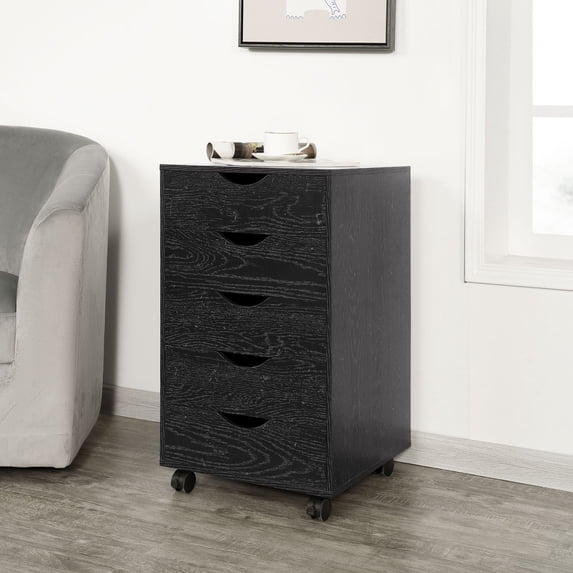 Naomi Home 5-Drawer Mobile Storage Cabinet for Bedroom or Office, Adult, Distressed Black