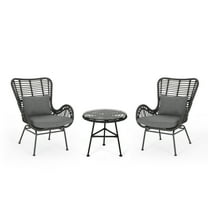 Naomi Outdoor 3 Piece Wicker Chat Set with Cushions