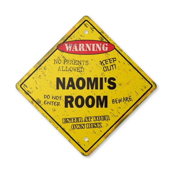 Naomi's Room Sign Vintage Crossing Zone Xing | Indoor/Outdoor Plastic | 17" Tall rustic kids bedroom decor door children's name boy girl