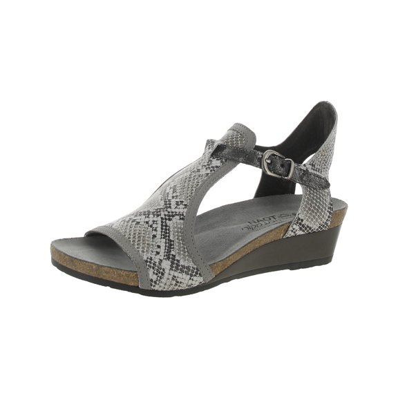 Naot Womens Fiona Leather Snake Print Slingback Sandals