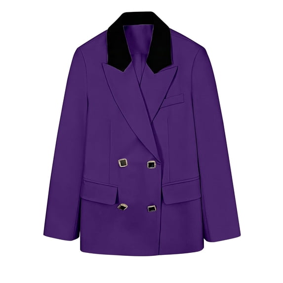 Naotn Blazer Jacket for Women Business Casual Long Sleeve Double Button Up Notch Collar Outerwear Fall Casual Office Coats