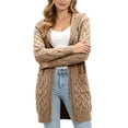 thumbnail image 1 of Naotn Plus Size Hooded Cardigan Sweaters for Women Trendy Fall Open Front Long‑Sleeve Cable Knit Loose Fit Tops with Side Pockets, 1 of 9