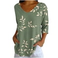 thumbnail image 1 of Naotn Summer Floral Printed Shirts for Women Fall Fashion Casual V Neck 3/4 Sleeve Tops Trendy Holiday Beach Blouses, 1 of 7