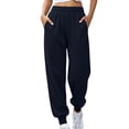 thumbnail image 1 of Naotn Sweatpants for Women, Soft Comfy Jogging Pants with Elastic Cuff Bottom, Casual Hiking Travel Joggers with Pockets Navy XL, 1 of 8