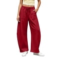 thumbnail image 1 of Naotn Women Wide Leg Sweatpants Casual Baggy Drawstring Elastic Waist Sweat Pants Soft Running Walking Pants Wine 3XL, 1 of 10