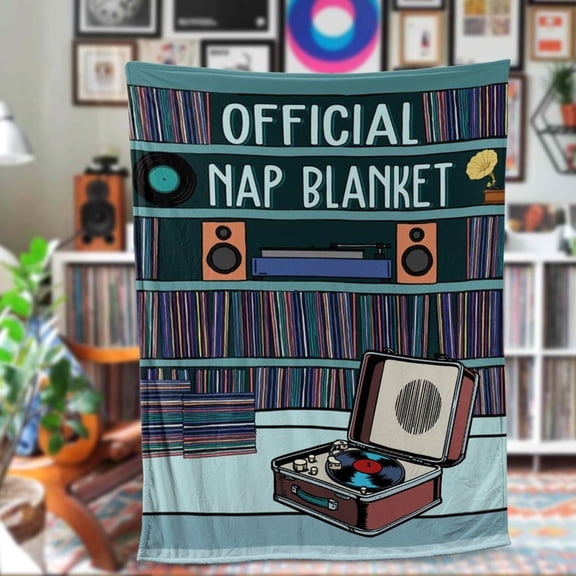 Nap Blanket, Blanket For Record Lovers, Recorder, Nerds, Vinyl Collector Gift, Music Lover Gift, Vinyl Lover Gift, 50x60in Fleece Blanket