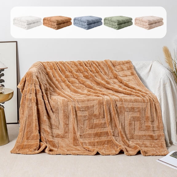 Nap Blanket | Fleece Throw Blanket | Warm Thick Suede Shawl for Bed and Sofa, Cozy Striped Cover, Soft Winter Comfort, Lightweight Multicolor, 27.5x39.3 In