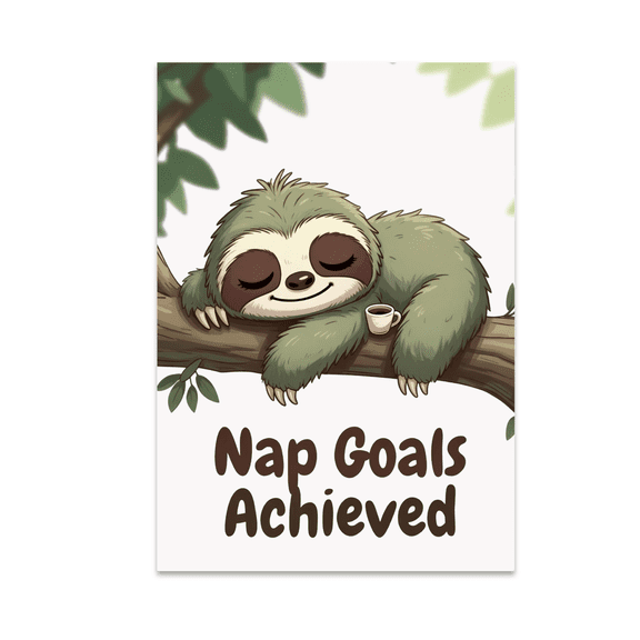 Nap Goals Achieved Sloth Art - Kids Room Decor - 13x19 Poster Print