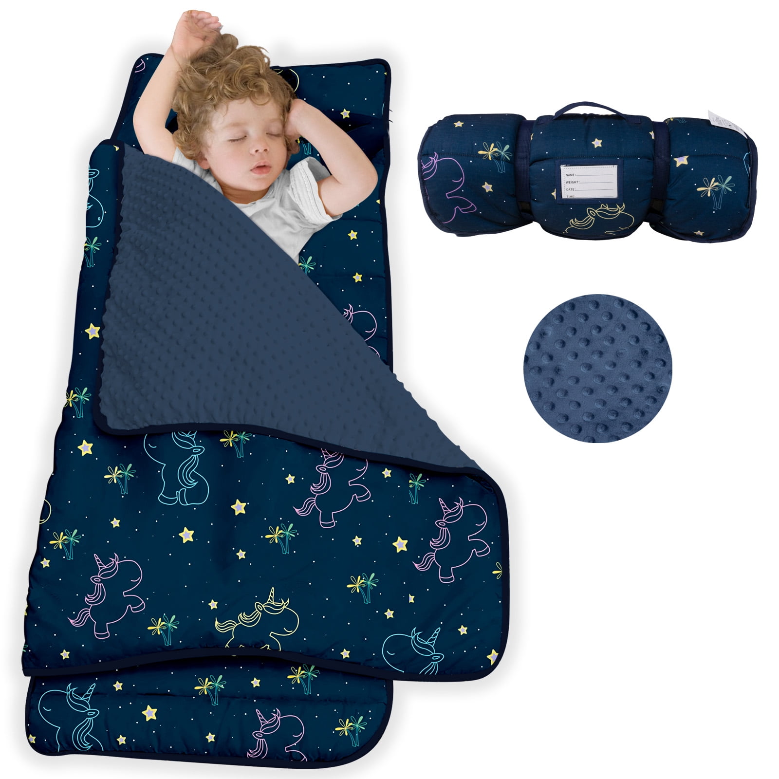 Nap Mat Toddler Nap Mat with Pillow & Fleece Blanket 55''*23''*2